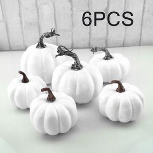 Decoratieve Bloemen 6/12 Stuks Witte Kunstmatige Pompoen Simulatie Groente Thanksgiving Halloween Decoratie DIY Ambachten Pography Props Plastic