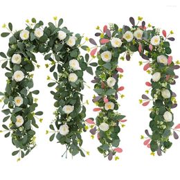 Decoratieve bloemen 6.2 ft Bloemslinger Gemengd Eucalyptus Vine Fake Silk Party Wedding Ceremony Garden Decorations
