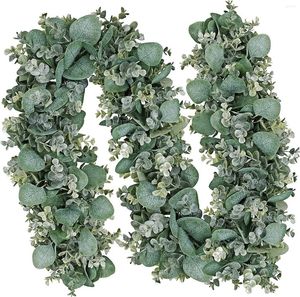 Decoratieve bloemen 6 'lange faux gemengde eucalyptus bladeren slingers kunstmatige zilveren dollar groen in grijs groen