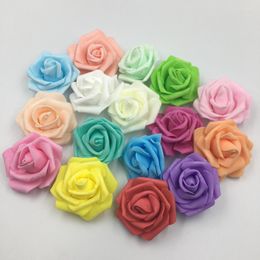 Flores decorativas de 6-7cm de espuma PE, cabezas de rosas grandes, álbum de recortes artificiales para DIY para muñecas, tocado de corona, decoración de boda para el jardín del hogar