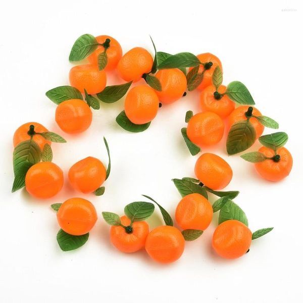 Fleurs décoratives 6.8 7.5cm Orange artificielle pour Table de fête à la maison 10 pièces belle décoration faux fruits réaliste