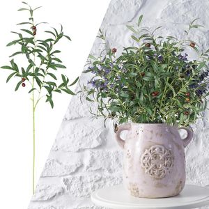 Fleurs décoratives 6 Branches Olive Longue Tige Arbre Fruits Artificiels Feuilles De Soie Décor Pour La Maison Et Le Mariage