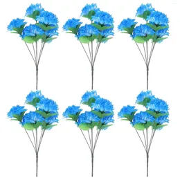 Fleurs décoratives 6 paquets de tiges de chrysanthèmes artificiels faux Bouquet de cimetière
