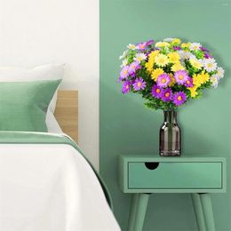 Decoratieve bloemen 6 bundels kunstmatige madeliefjes zijden begraafplaats bloem daisy faux plastic herdenkingsboeket voor groot