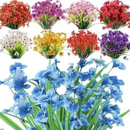 Fleurs décoratives 6 paquets tiges artificielles fausses plantes fausse floraison en vase en vase à l'extérieur du porche