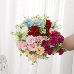 Decoratieve bloemen 6 kleuren Zeskoppige anjers Festivalbenodigdheden DIY Feestdecoratie Zijden Doek Kunstmatige Home Decor