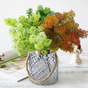 Decoratieve bloemen 6 vork 35 cm kunstmatige planten simulatie gras zijden groen bladeren nep bloemplant huwelijk huisdecoratie tafel decors