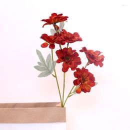 Fleurs décoratives 6 têtes artificielles azalée fleur Bouquet faux soie bricolage Arrangement matériaux maison chambre décor ornements