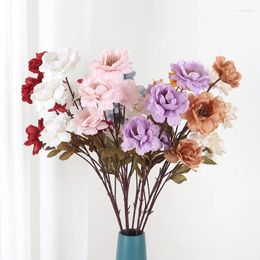 Fleurs décoratives 6 têtes Gardenia artificiel Branche Décoration de jardin Fausses Supplies de mariage
