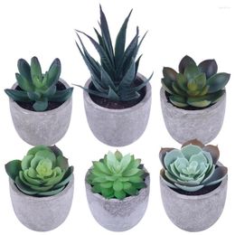 Fleurs décoratives 6 pièces plantes succulentes artificielles plantes en pot Simulation réaliste pratique ornements de bureau à domicile pour la décoration