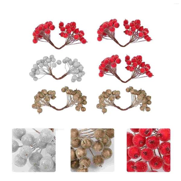 Fleurs décoratives 6 pcs Berries artificielles fausses baies Noël mini ornement ornement de fleur de fleur Ornement décore