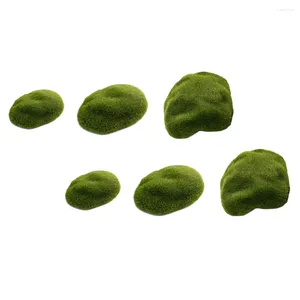 Fleurs décoratives 6 Pcs Artificielle Faux Mousse Ikebana Vases Rock Aquarium Accessoires Micro Pierre Fibre Matériel Floral Boules De Mousse