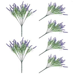 Decoratieve bloemen 6 pc's kunstmatige lavendel nep planten vaas buiten diy decor tafel centerpieces plastic faux elegant