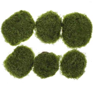 Flores decorativas 6 PCS Rocas de musgo artificiales Faux Mossy Stone Micro Landscape Decor Planta Falso diseño de jardín para el hogar