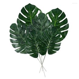 Fleurs décoratives 6 pièces plantes artificielles feuilles de palmier tropicales Hawaii Luau fête d'été Jungle Safari anniversaire mariage décor faux