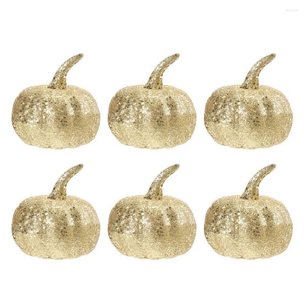 Flores decorativas 6 piezas calabaza artificial accesorios realistas decoración de fiesta de Halloween ornamento de poliestireno expandible espuma brillante