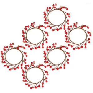 Fleurs décoratives 6 pcs Berry Candlestick Wreath Artificial Front Dorcor Decor Christmas Ring Dinner Table