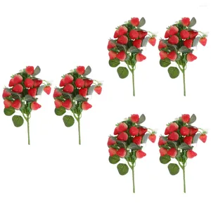 Flores decorativas 6 PCS Berry Simulada Strawberry Bride Accesorios de mesa de comedor Faux Raspberries Decoración de frutas PVC Falso