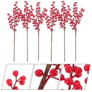 Bouquet de fleurs décoratives, 6 pièces, Simulation de tige de baies, décor d'arbre de noël artificiel, fausses Branches en mousse