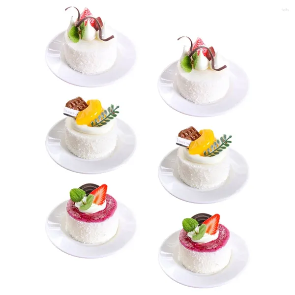 Fleurs décoratives 6 pcs fausses aliments faux décor de gâteau de gâteau Artificiel Dessert Ornement Pographie accessoires Pain Pu Toy