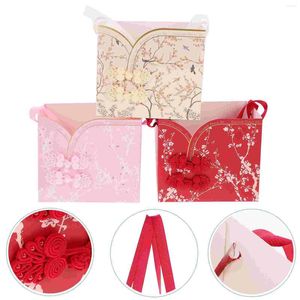 Fleurs décoratives 6 pièces valise à fleurs sacs cadeaux conteneur fourre-tout en papier ruban de rangement délicat pochette polyvalente fête d'anniversaire