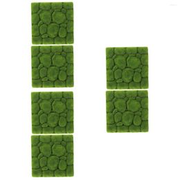 Fleurs décoratives 6 pièces mousse flocage Simulation mousse plante verte fond mur Faux tapis Faux ornement artificiel décor Micro scène