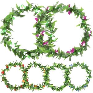 Fleurs décoratives 6 PCS Hawaiian Lei Party Decorations Supplies Beach Polyester Wreath Summer Garland