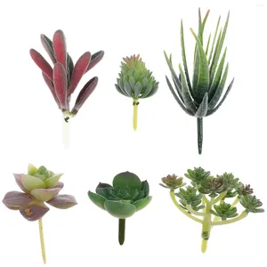 Fleurs décoratives 6 pièces, plantes succulentes simulées, fausse feuille verte, décoration extérieure, Simulation de brindille artificielle