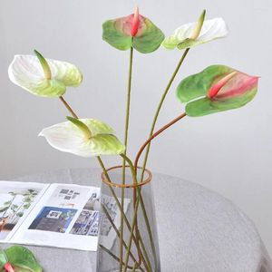 Flores decorativas 6 piezas simulación doméstica Anthurium andraeanum planta falsa moldeo por inyección rama artificial