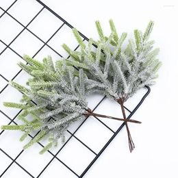 Fleurs décoratives 6 pièces/lot branche de pin artificielle soie fausses plantes bricolage artisanat accessoires décorations d'ornement de noël