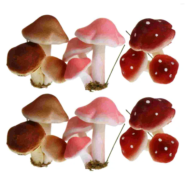 Fleurs décoratives 6 Pcs Mini Champignon Artisanat Miniature Ornements En Verre Maison Exquis Ménage Décor Creative Maison Plantes