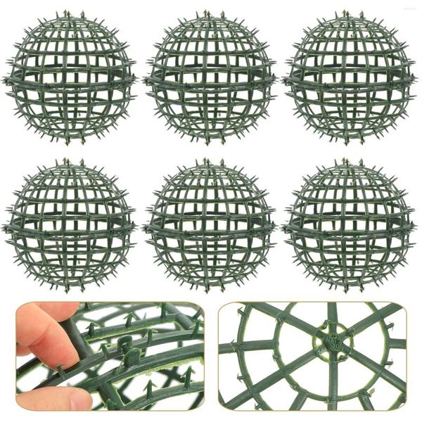 Fleurs décoratives 6 PCS Frames en plastique Arrangement de fleurs Partyder Herbe Grass Ball Rack Material Green Milanese Shelf Cage Garden