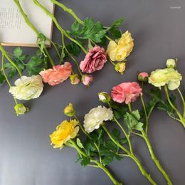 Dekorative Blumen, 6 Stück, kurzer Zweig, 2 Köpfe, Teerosen, künstlich, für Heimdekoration, gefälschte Lotus-Hochzeitssträuße