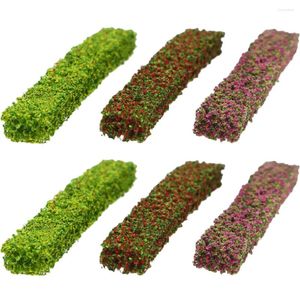 Fleurs décoratives 6 pièces Mini buissons de fleurs simulés grappe ornement en plastique Micro ornements de paysage modèles maison pelouse Miniature