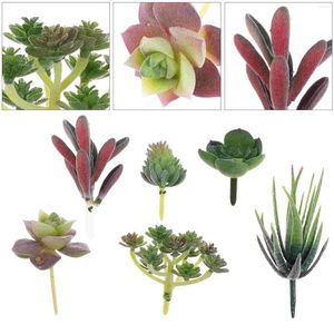 Decoratieve bloemen 6 pc's gesimuleerde vetplanten nep diy plant kunstmatige miniatuur plastic pvc planten