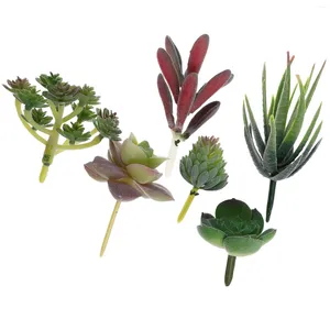 Decoratieve bloemen 6 pc's gesimuleerde vetplanten simulatie planten diy kleine live kunstmatige tak mini plastic decoratie nep