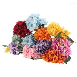 Fleurs décoratives 6 pcs Single pour tête artificielle de soie artificielle Hortensia Fleur Simulation feuille fausse bouquet mariage anniversaire à la maison florale D