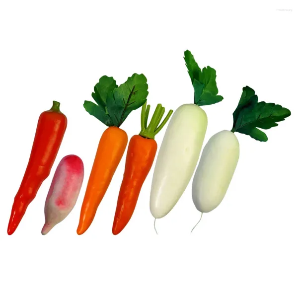 Fleurs décoratives 6 PCS Radis blanc Ornement Simulation Modèles de carottes