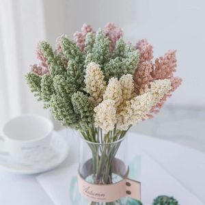 Flores decorativas 6 piezas gránulos artificiales espuma lavanda boda plantas jarrones para decoración del hogar accesorios ramo falso