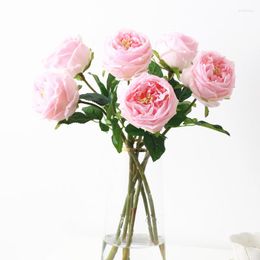 Decoratieve bloemen 6 stengels/kavel Austen Rose Home Decoratie latex Real Touch Wedding Artificial Pink Flower Floy Event Party Display -