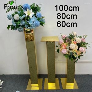 Decoratieve bloemen 60/100 cm High Flower Vase Gold Kolom Stand Acryl Road Lead Wedding Contrible Rack voor evenement Banquet Party Decoratie