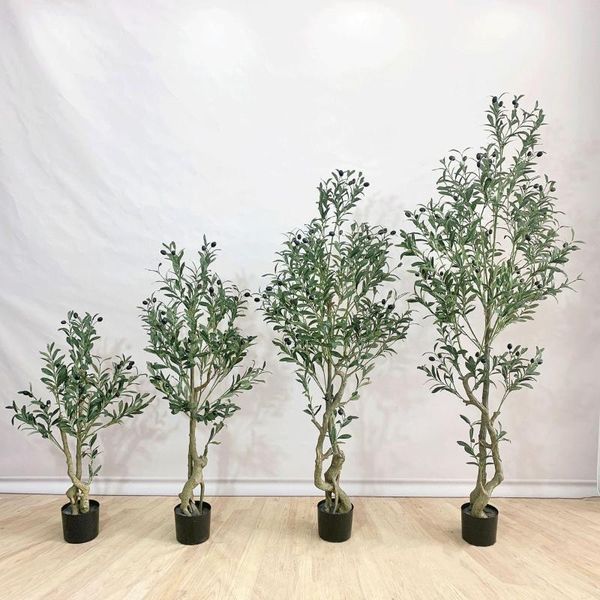 Fleurs décoratives 60-180 cm olivier artificiel plante bonsaï sol en pot adapté à la décoration intérieure de bureau de jardin à la maison