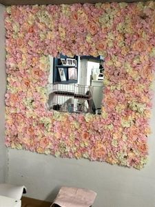 Fleurs décoratives 60 40 cm Mur Artificiel Soie Rose Faux Tapis De Fleurs Décoration De Mariage Fond Toile De Fond D'herbe