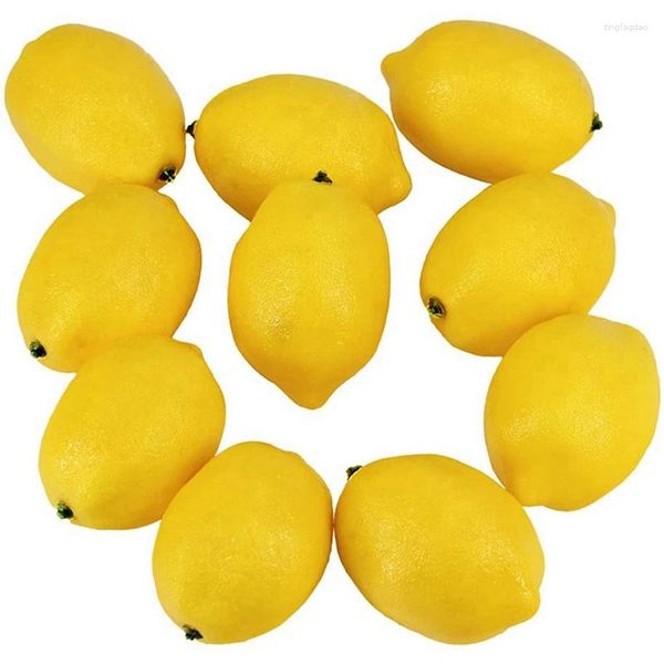 Fleurs décoratives 60 pièces citrons artificiels faux fruits en jaune 3 pouces de long x 2 de large