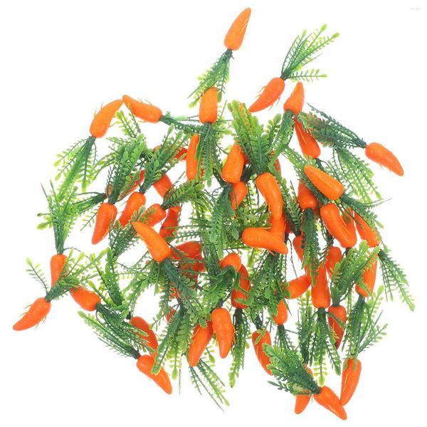 Fleurs décoratives 60 pcs carottes simulées mini pour artisanat simulation gâteau artificiel végétal fête maison cuisine faux légumes