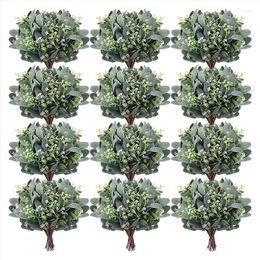 Fleurs décoratives 60 pièces feuilles d'eucalyptus tiges dollar en argent artificiel avec graines blanches pour bouquets de mariage