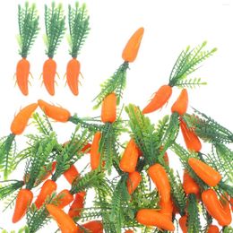 Flores decorativas 60 pcs zanahorias simuladas zanahorias para el hogar cocina vegetales falsos decoración de la fiesta mini para manualidades accesorios de plástico
