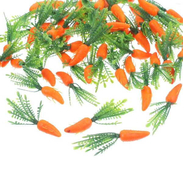 Fleurs décoratives 60 PCS CARROTS SIMULÉS DÉCOR DE PLASTIQUE LEGÉTAGE ARTIFICIEL POUR POUR