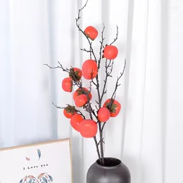 Decoratieve bloemen 60 cm 7 hoofd persimmon kunstbloemboeket PU nep woonkamerdecoratie tafel bruiloft kerstsfeer