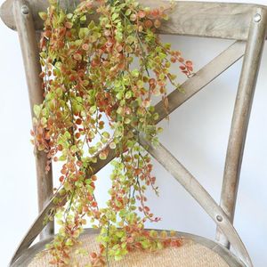 Fleurs décoratives 60 cm feuilles d'or et d'argent vigne fleur artificielle plante verte feuille en plastique fausse décoration de fête de mariage à la maison